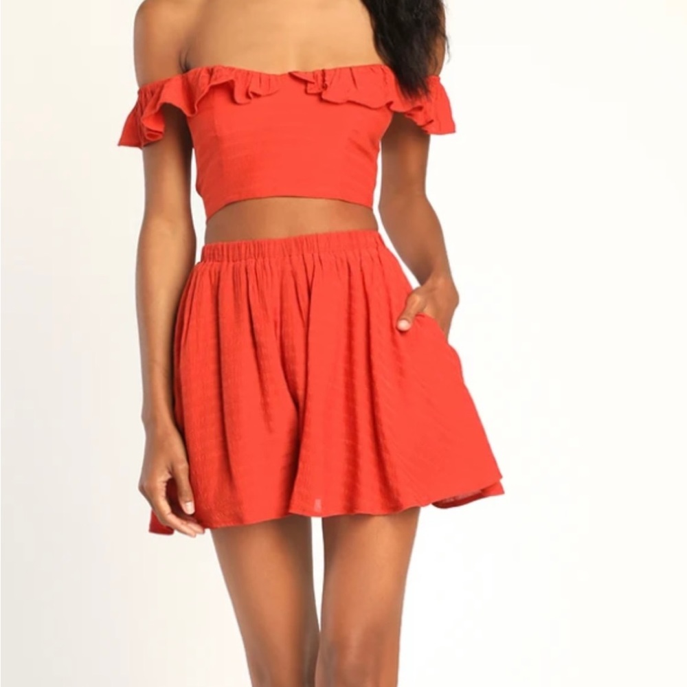 Lulus red romper 2 piece set